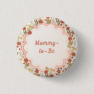 Baby Shower Fjärilar & Blommor Poetisk Blomma Knapp
