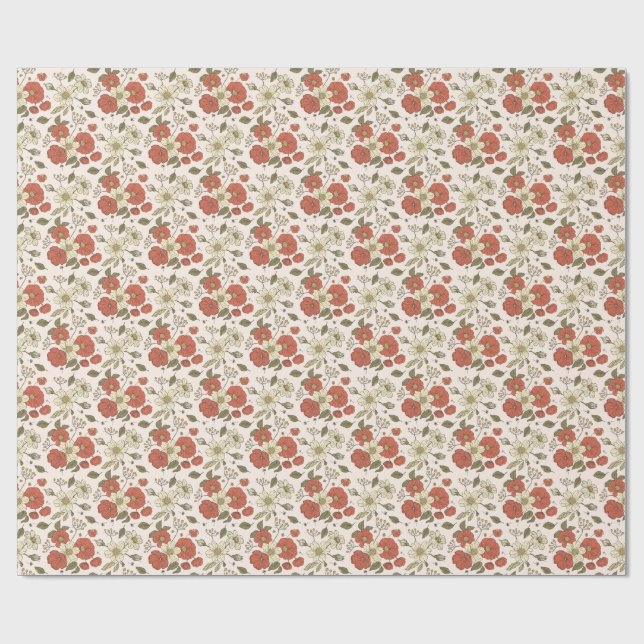Baby Shower | Fjärilar & Blommor Poetisk Blomma Presentpapper (Platt)