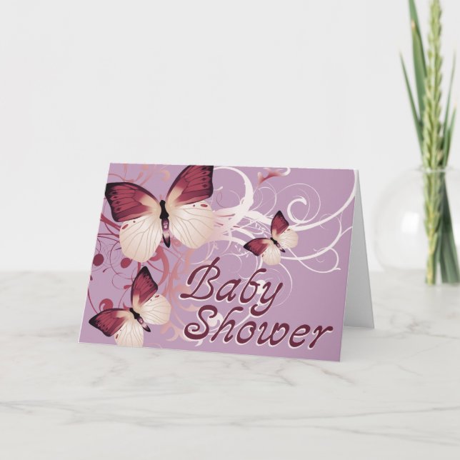 Baby shower: Fjärilar: Inbjudan (Framsida)