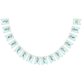 Baby Shower Flag Bunting Dinosaur Dino Mite Party Vimplar