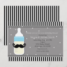 Baby Shower-flaska & Mustasch Modern Inbjudan