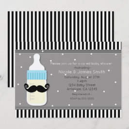 Baby Shower-flaska & Mustasch Modern Inbjudan