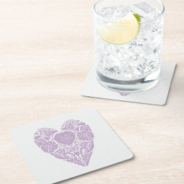Baby shower flicka folk flower heart   underlägg papper kvadrat