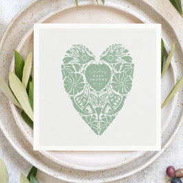 Baby shower flicka folk flower hjärta Papper  Pappersservett