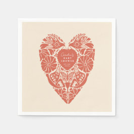 Baby shower flicka folk flower hjärta Pappers Tall Pappersservett