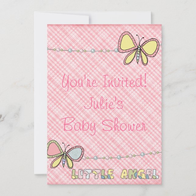 Baby Shower - Flicka - Inbjudan till scrapbook (Framsida)