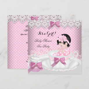 Baby Shower Flicka Rosa Baby Tekopps Cupcake 2 Inbjudningar