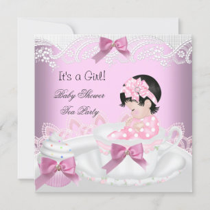 Baby Shower Flicka Rosa Baby Tekopps Cupcake 2 Inbjudningar