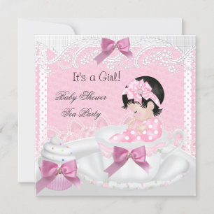 Baby Shower Flicka Rosa Baby Tekopps Cupcake 34 Inbjudningar