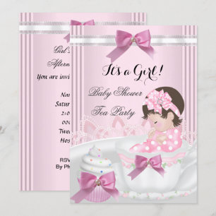Baby Shower Flicka Rosa Baby Tekopps Cupcake 4b Inbjudningar