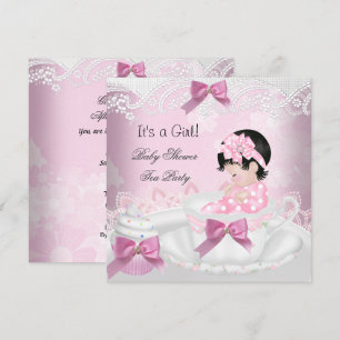Baby Shower Flicka Rosa Baby Tekopps Cupcake Inbjudningar