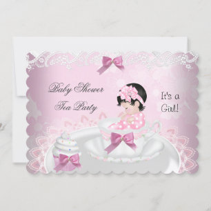 Baby Shower Flicka Rosa Baby Tekopps Cupcake L2s Inbjudningar