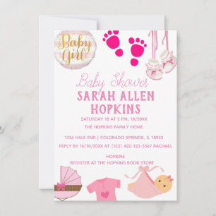 Baby Shower   Flicka Rosa Modern Spara Datumet