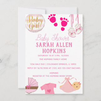 Baby Shower | Flicka Rosa Modern Spara Datumet