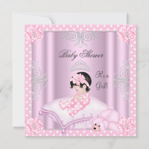 Baby Shower Flicka Rosa Prinsessa Tiara Inbjudningar