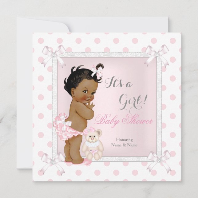 Baby Shower Flicka Rosa Toy Prickig Etisk Inbjudningar (Framsida)