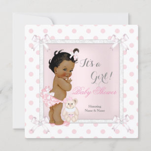 Baby Shower Flicka Rosa Toy Prickig Etisk Inbjudningar