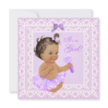 Baby Shower Flicka Söt Lavendel Spets Brunett
