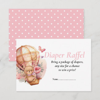 Baby Shower Flicka Teddy Ballonger Blöja Raffel   Inbjudningar