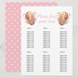 Baby Shower Flicka Teddy Blommig Ballong diagram Inbjudningar