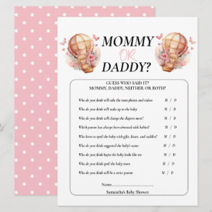 Baby Shower Flicka Teddy Mamma Pappa Ballong Rosa Inbjudningar