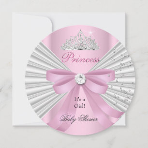 Baby Shower Flicka Vit Rosa Prinsessa Tiara ab Inbjudningar
