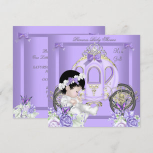 Baby Shower Flickan Prinsessa Vagn Lavendel Inbjudningar
