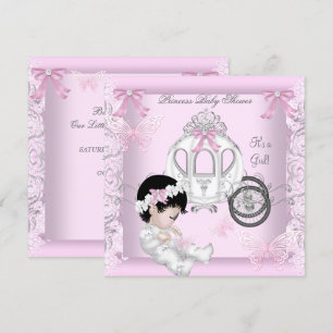 Baby Shower Flickor Prinsessa Vagn Fjäril Inbjudningar