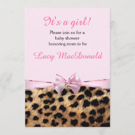 Baby Shower Flickor Rosa Bow Leopard Cheetah Inbju Inbjudningar