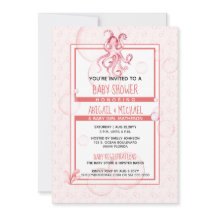 Baby Shower Flicktema Korall & Rosa Vattenfärg Blä