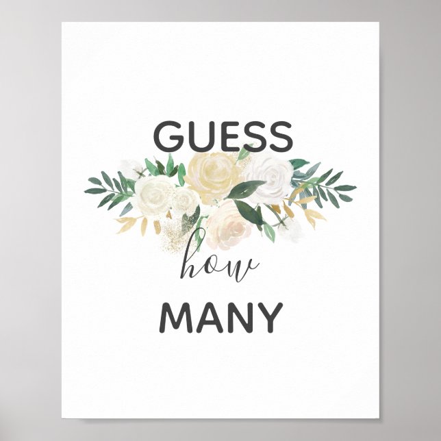 Baby Shower Flowers anger hur många tecken Poster (Framsidan)
