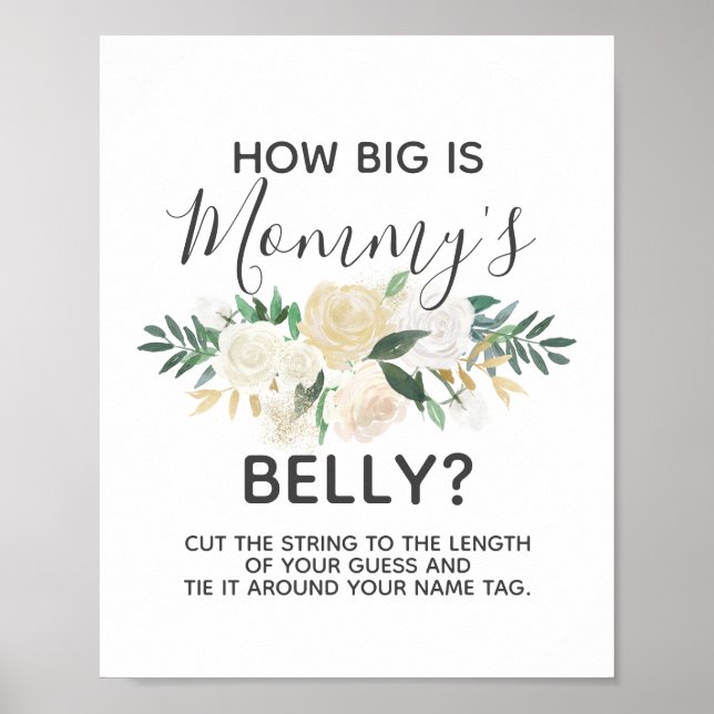 Baby Shower Flowers Hur stort är Mamma Belly Game? Poster (Framsidan)