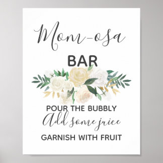 Baby Shower Flowers Momosa Pub Mimosa-tecken Poster