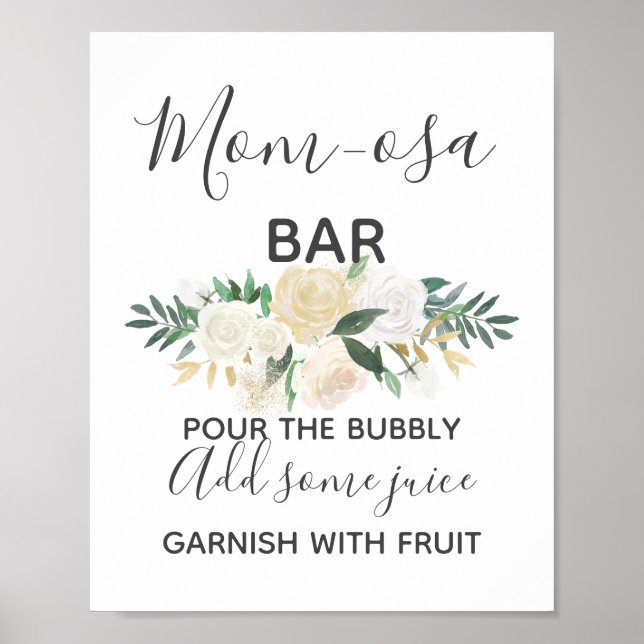 Baby Shower Flowers Momosa Pub Mimosa-tecken Poster (Framsidan)