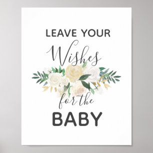 Baby Shower Flowers Önskemål för Baby-tecken Poster