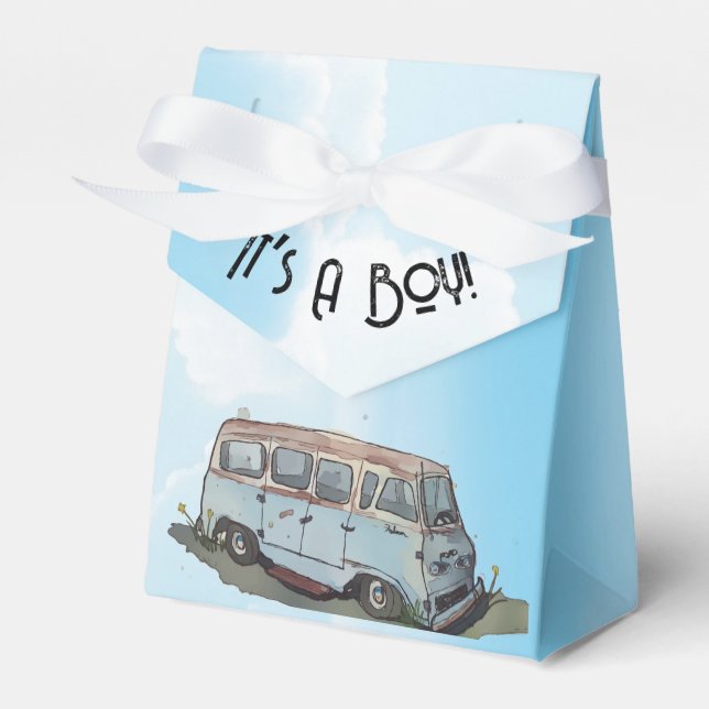 Baby shower for a boy, van and sedan presentaskar (Framsidan Sidan)