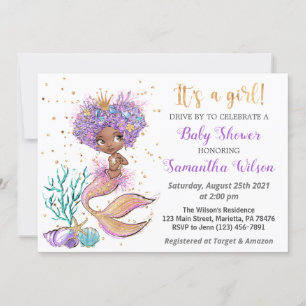 Baby Shower för afrikansk Sjöjungfru Inbjudningar