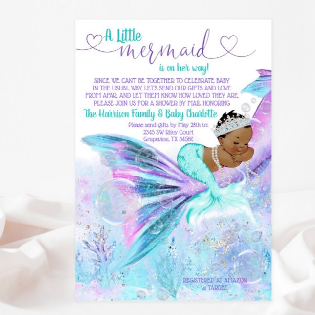 Baby Shower för afrikansk Sjöjungfru Mail Inbjudningar (Skapare uppladdad)