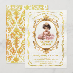Baby Shower för afrikanska amerikanska Guld Prince Inbjudningar