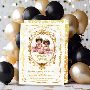 Baby Shower för afrikanska amerikanska twin-prinse Inbjudningar