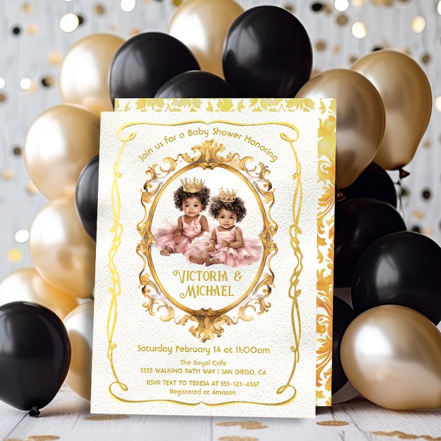 Baby Shower för afrikanska amerikanska twin-prinse Inbjudningar (Skapare uppladdad)