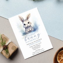 Baby Shower för Anpassningsbar för Cute Bunny Blue