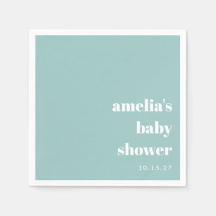 Baby Shower för Aqua Blue Minimalist Cute Anpassni Pappersservett