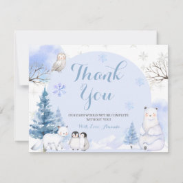 Baby Shower för ARCTIC ANIMAL Snöflingor Träd  Tack Kort