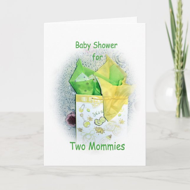 Baby shower för att två mommies ska vara inbjudan (Framsida)