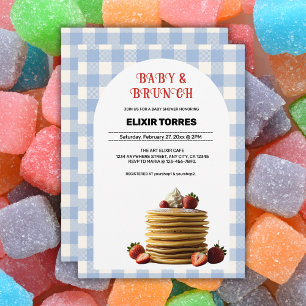 Baby Shower för baby & Brunch Blue Strawberry Panc Inbjudningar