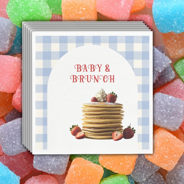 Baby Shower för baby & Brunch Blue Strawberry Panc Pappersservett (Skapare uppladdad)