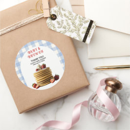 Baby Shower för baby & Brunch Blue Strawberry Panc Runt Klistermärke