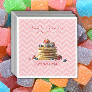 Baby Shower för baby & Brunch Rosa Strawberry Panc Pappersservett