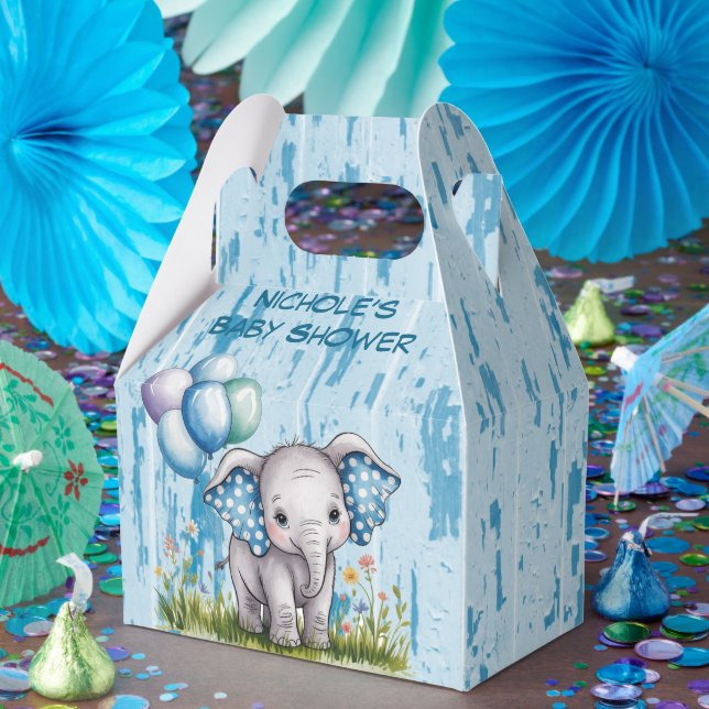 Baby Shower för Baby Elefant och Vildblomma Pojke Presentaskar (Part)